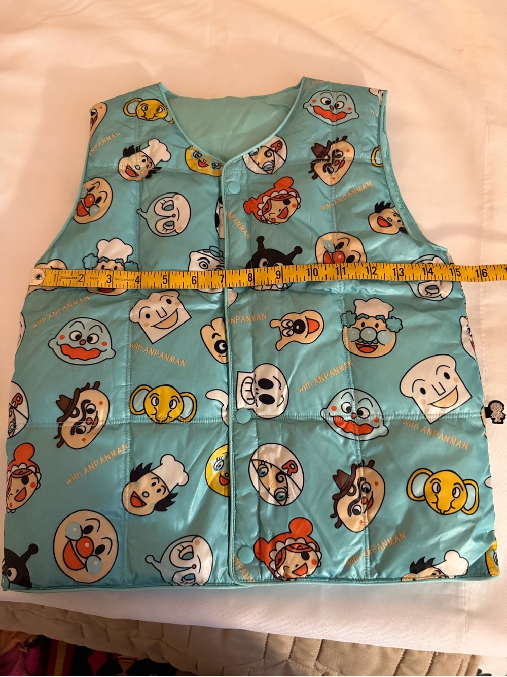 Vintage Kids' Light Blue unique anime ANPANMAN Character Puffer Vest unisex - Picture 6 of 8